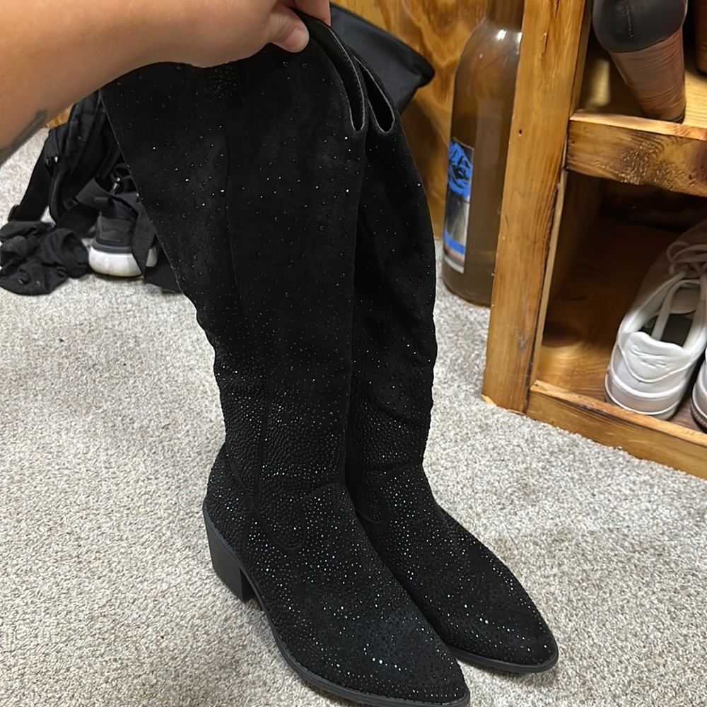 Black sparkle boots. Size 7.5. Excellent condition